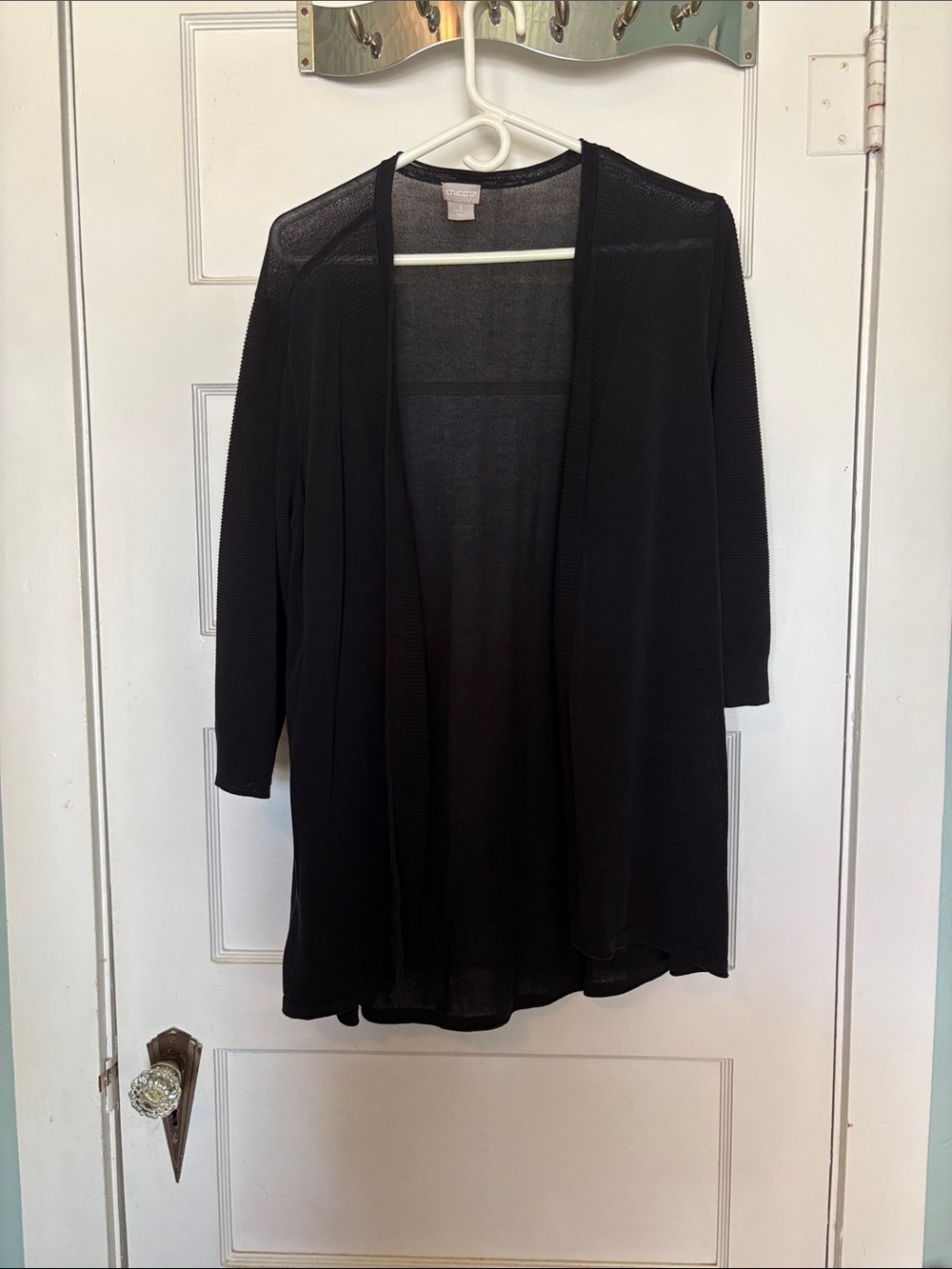 Chico’s Lightweight Open-Front Black Women's Cardigan Size 3 (US XL)